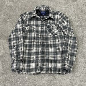 PENDLETON Wool Flannel Board Shirt 1966 Archives Gray & Green Plaid Size M